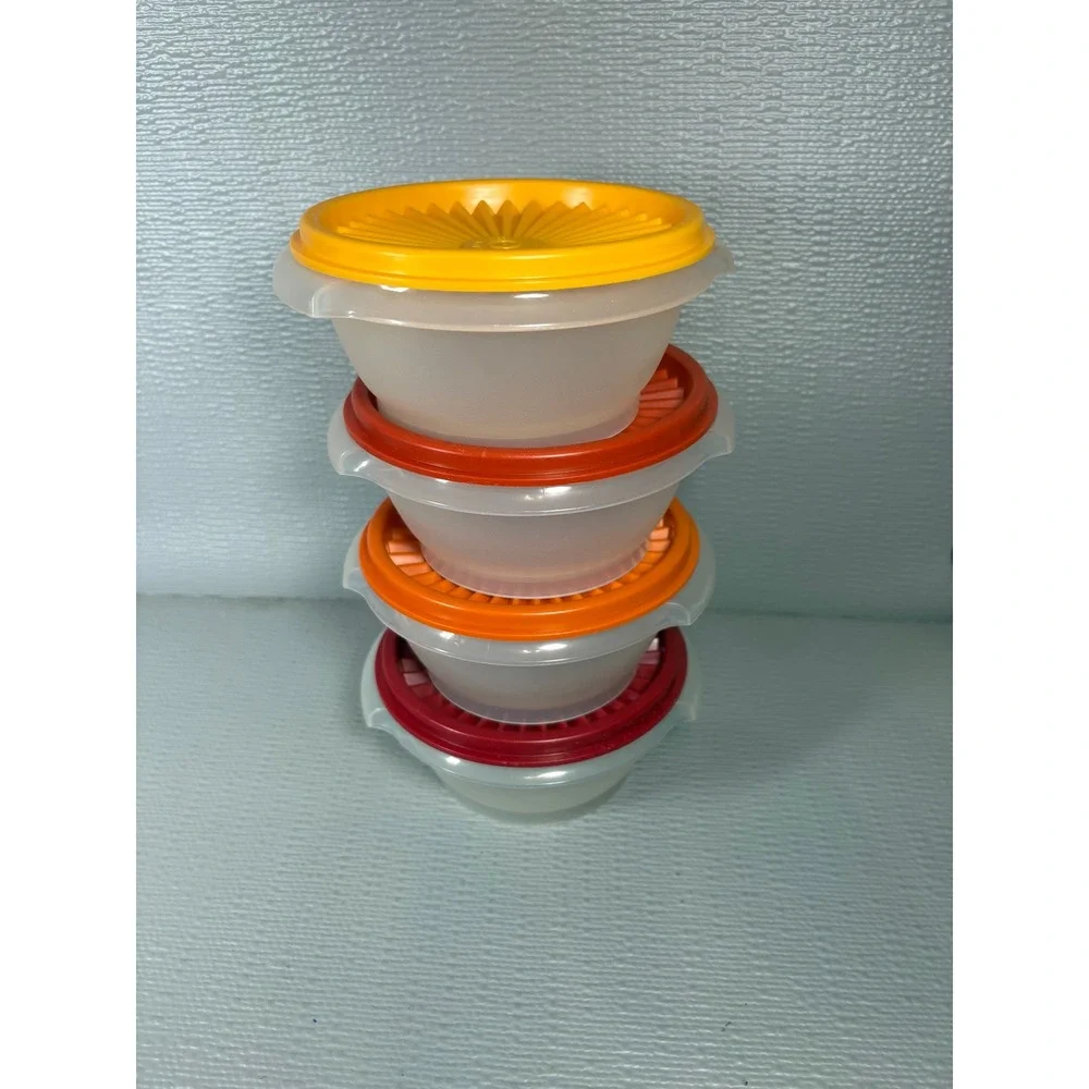 Vintage Tupperware Wonderlier 4 Piece‎ Small Bowl Set Harvest Colors